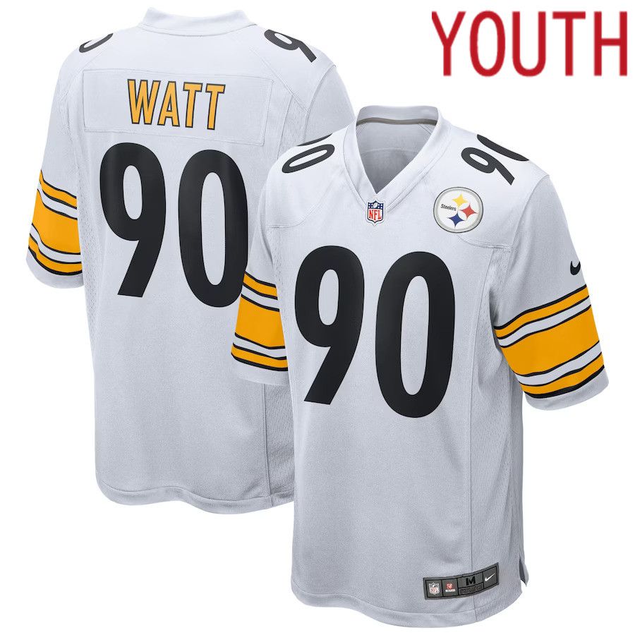 Youth Pittsburgh Steelers #90 T.J. Watt Nike White Game NFL Jersey
